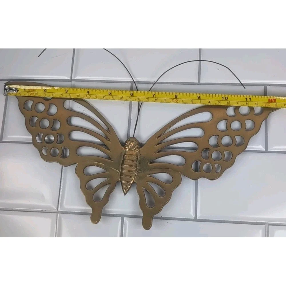 Vintage Brass Butterfly MCM Wall Hanging Mid Century Modern 12.5